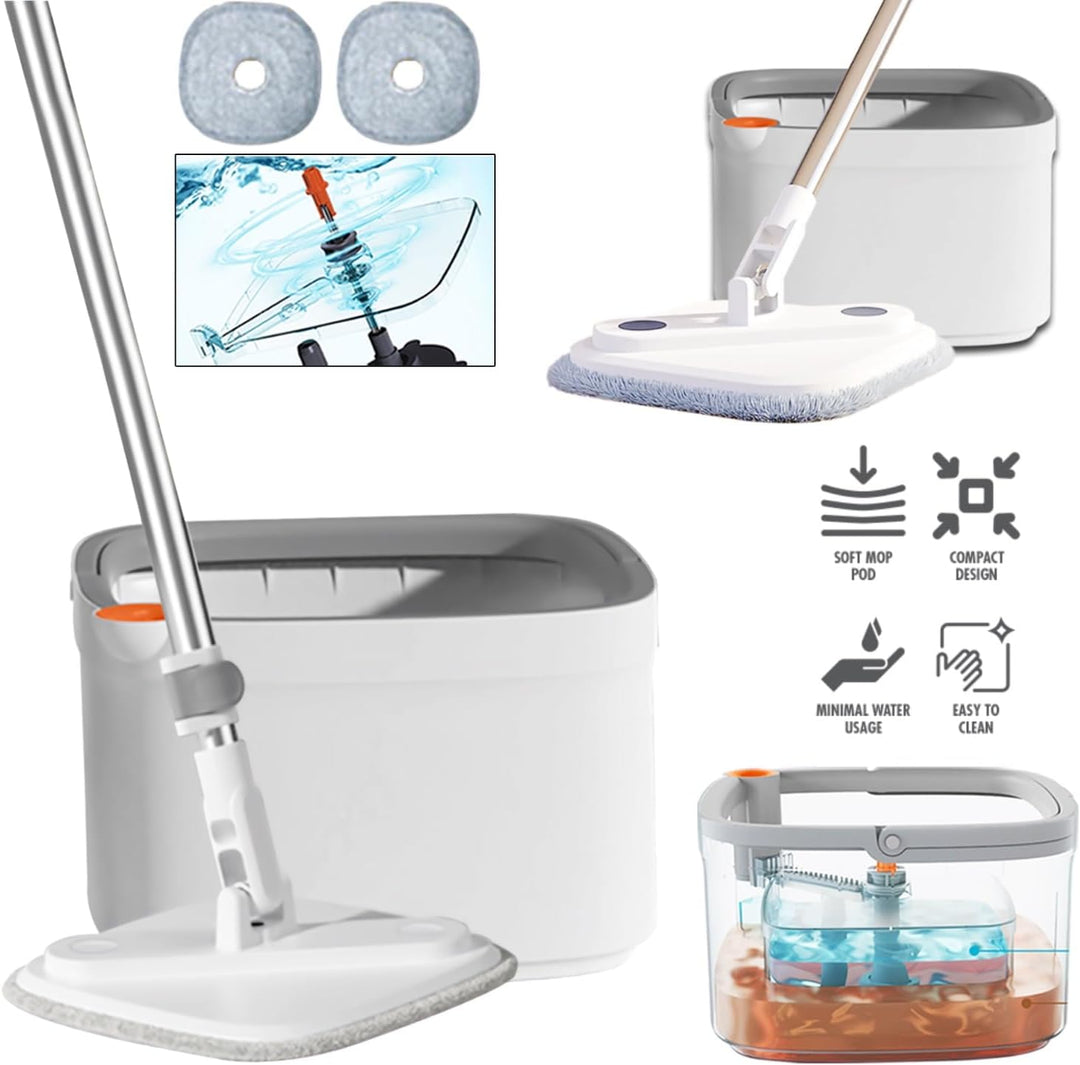 Natural Guest - Premium Spin Mop & Bucket Set, Mop for Floor Cleaning - High-speed Turbine Effortless Dirt Separation - Visual Dehydration Indicator - Ultra-Fine Fiber Cloth for Super Absorption