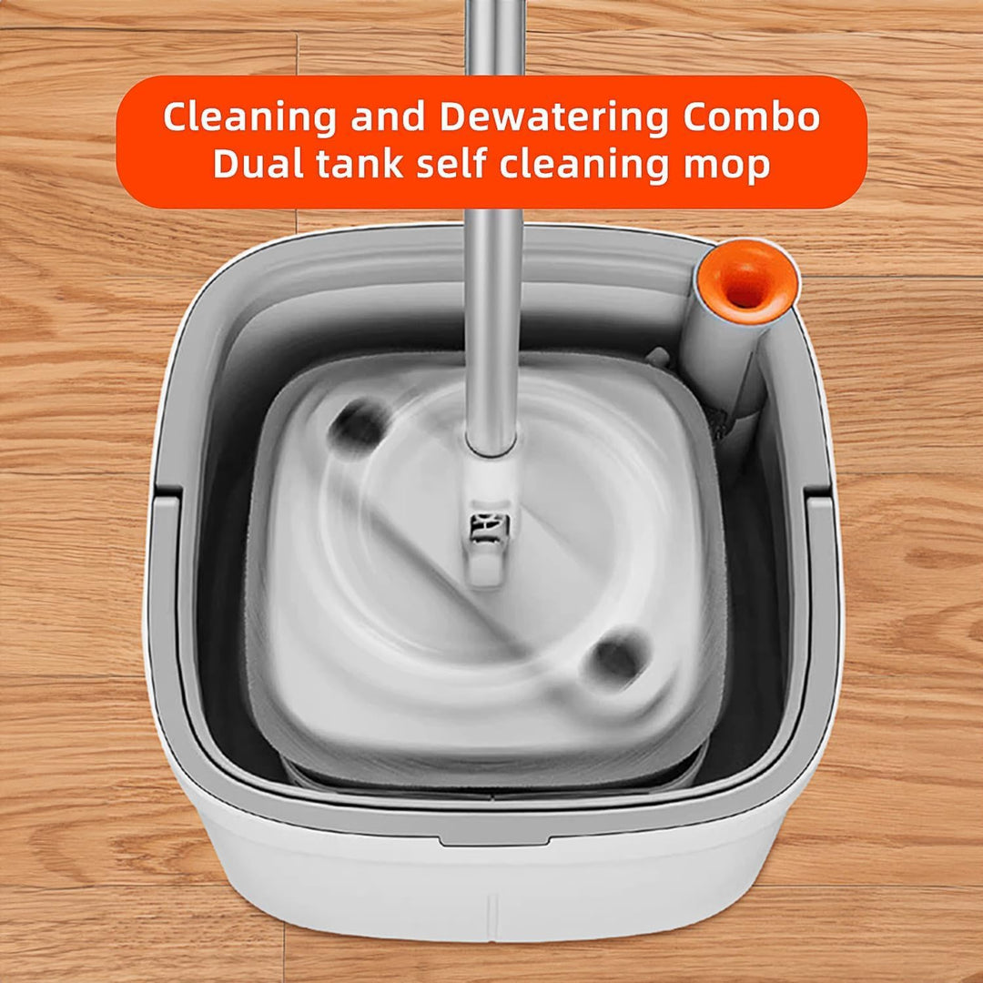 Natural Guest - Premium Spin Mop & Bucket Set, Mop for Floor Cleaning - High-speed Turbine Effortless Dirt Separation - Visual Dehydration Indicator - Ultra-Fine Fiber Cloth for Super Absorption