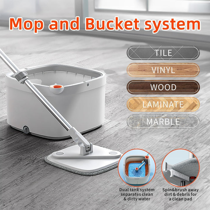 Natural Guest - Premium Spin Mop & Bucket Set, Mop for Floor Cleaning - High-speed Turbine Effortless Dirt Separation - Visual Dehydration Indicator - Ultra-Fine Fiber Cloth for Super Absorption