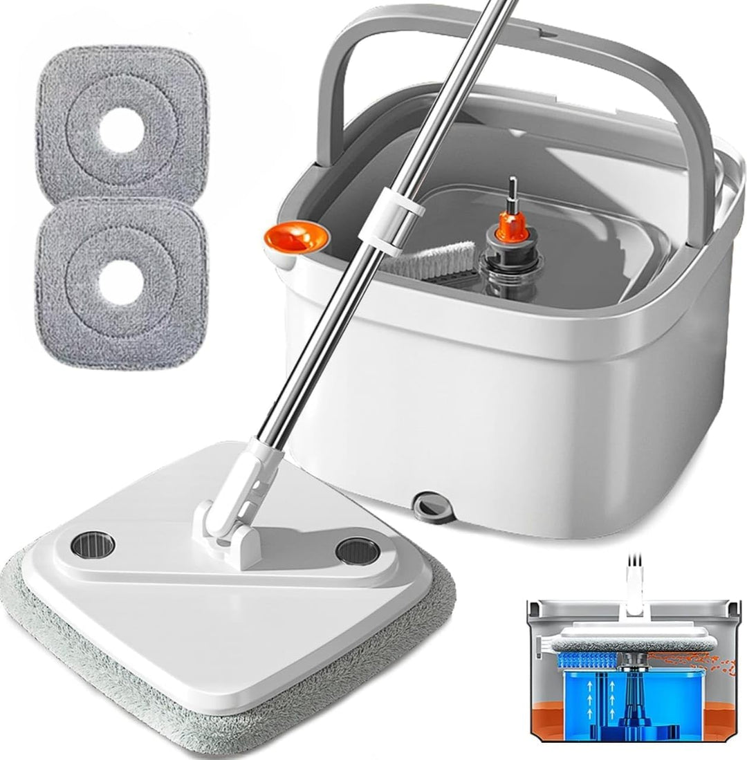 Natural Guest - Premium Spin Mop & Bucket Set, Mop for Floor Cleaning - High-speed Turbine Effortless Dirt Separation - Visual Dehydration Indicator - Ultra-Fine Fiber Cloth for Super Absorption