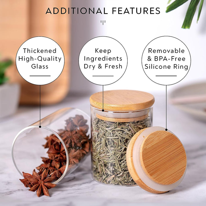 Bamboo Lid Glass Jars Set