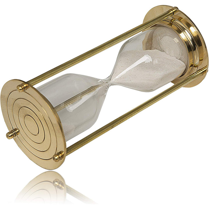 Quesera Handmade  5 Minute Brass sand Timer - size-8"