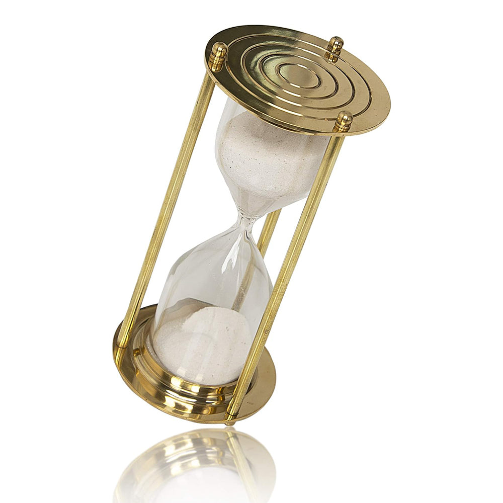 Quesera Handmade  5 Minute Brass sand Timer - size-8"