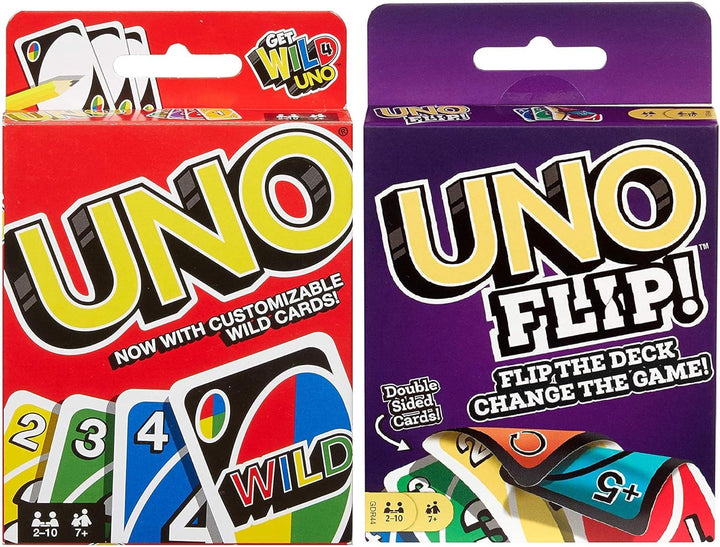Mattel UNO Original & UNO Flip Card Games – Combo Pack of 2 | Classic UNO & Double-Sided UNO Flip for Family & Friends | Fun Party Game Set | Ages 7+ | 2–10 Players